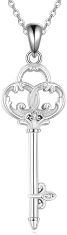ONEFINITY Key Necklace for Women 925 Sterling Silver Victorian Key Pendant Necklace Vintage Key Jewellery