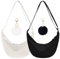 BORISCA 2 Pezzi Borsa Mezzaluna Donna Tracolla, Borsa a Tracolla da Donna a Mezza Luna con Tracolla Regolabile, Marsupio Mezzaluna Donna con Ciondolo, Borsa a Tracolla Mezza Luna in Nylon(Nero+Bianco)