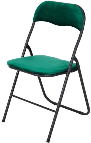 Brixy Hochwertiger Klappstuhl aus Samt, faltbar und belastbar bis 125 kg, 43 x 47 x 80 cm, Grün