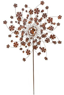 Windrad verrostet Propeller Blumen Blumenpropeller Metall Eisen Rost Deko 210cm hoch 60cm Durchmesser
