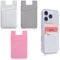 3Pcs Phone Card Holder, Silicone Phone Wallet Stick on Self Adhesive Credit Card Holder for Phones Case Compatible for Most of Cell Phones (White, Pink, Gray)