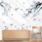 milaosk Wandtattoo Blumen Blau Selbstklebende Wandsticker mit Blütenzweigen Vogel Ast Wandbilder Modernes Wandaufkleber Wohnzimmer Schlafzimmer Sofa Raum Hintergrundwand Wanddeko