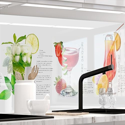 StickerProfis Küchenrückwand selbstklebend Glasoptik - Summer Drinks - 1.8mm, Versteift, alle Untergründe, Hart PET Material, Premium 60 x 500cm