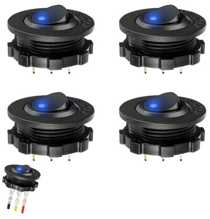 4 Stück Kippschalter 12V,Wippschalter 12 Volt Ein Aus Schalter Hauptschalter 3 Polig,Led Beleuchtet Runde Wippschalt Button DC Schwarz Toggle Switch Auto Lichtschalter,für Motorrad Marine Kfz Trailer