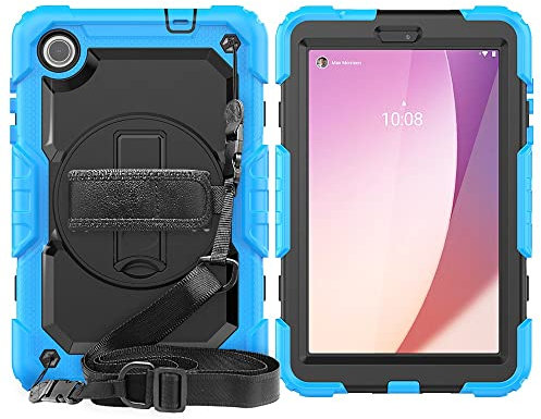 Funda para tableta Compatible con Lenovo Tab M8 4th (Gen)8 pulgadas (TB300XU) 2023 Estuche de TPU resistente a prueba de golpes, cubierta protectora con protector de pantalla Soporte giratorio 360+Cor