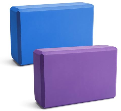 HENGBIRD 2er YogablöCke Set Yogablock YogablöCke Yoga Block Hochdichter Eva-Schaum,Rutschfest Leicht Geeignet für Yoga, Pilates, Fitness, Yogas BlöCke Unisex 23×15×8 cm ?Lila/Blau?