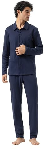 Mey Herren Schlafanzug lang 2-teilig Serie Pure Night | Hochwertige Verarbeitung, Durchgeknöpft mit Hemdkragen, Mit Brusttasche, Klassische Paspeldetails, Komfortbund, Gr. S-XXL