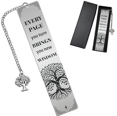 Peacoblue Marque-Page Métal Arbre de Vie, Design Inspirant | Signet Livre avec Breloque Décorative pour Lecteurs, Cadeau Noël, Anniversaire, Diplôme et Passionnés de Lecture