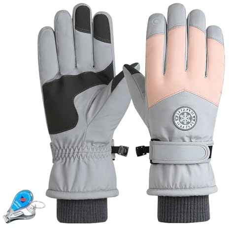 KXF Thermo-Handschuhe für Herren, Leder, Winterhandschuhe, dick, warm, mit Fleece gefüttert, winddicht, kältebeständig, Touchscreen-Handschuhe für Radfahren, Fahren, Laufen, Camping, Wandern