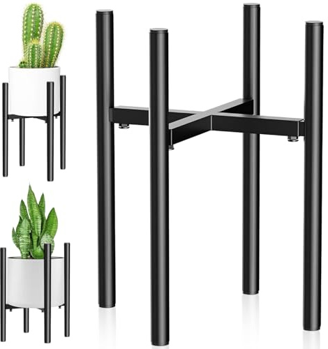 Soporte para Plantas Metal Negro, Estantería Plantas Ajustable para Interior y Exterior, Taburete Plantas para Maceta Flores 20-35cm, Soporte Macetas para Patio, Jardín, Balcón, Dormitorio Decoración