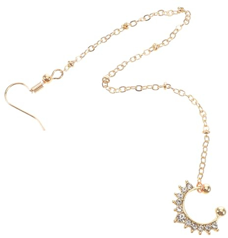 LALADEFIEE Anneau de Nez Faux Doré avec Cristaux Non Percé Boucle Oreille à Chaîne pour Femme Bijoux Indiens et Africains Confort Léger et Style Artistique