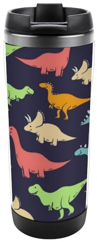 Cmagnifico 13oz/380ml Stainless Steel Insulated Travel Coffee Cup, Monster Dinosaur Travel Mug with Leakproof Lid, Non-Slip Bottom