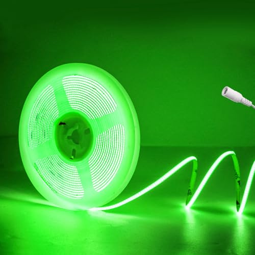 JBdusn 12V COB LED Streifen Grün, 5m Flexibel Hohe Dichte 2.7mm Breite LED Strip 480LEDs/m Schneidbar LED Licht Band Selbstklebend fürSchlafzimmer Küche DIY Beleuchtungsprojekt(Ohne Netzteil)