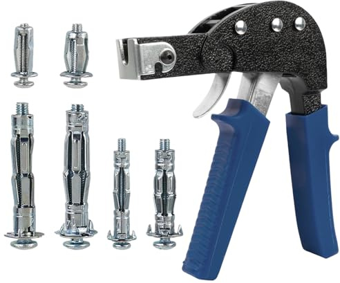 43Pcs Wall Anchor Setting Tool,Heavy Duty Hollow Plasterboard Wall Fixings | M4/M5/M6 Cavity Anchors Bolts,Rivet Gun,For Drywall Plaster Board Walls Brackit