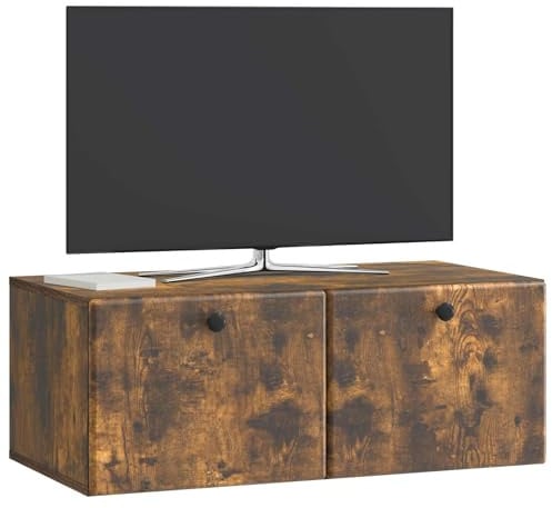 vidaXL Wandmontierter TV-Schrank 78,5 x 41 x 30 cm Geräucherte Eiche, Wohnzimmeraufbewahrung, moderner Schrank, Wand-TV-Ständer, rechteckiges Design, viel Platz, praktische Möbel
