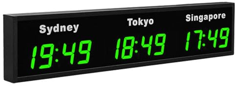 LED Digitale Weltzeitzonen Uhr, Multi-Zonen-Anzeige für Hotels, Büros, Flughäfen, zeigt Zeit für mehrere Städte