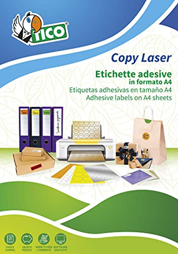 TICO SL4 – 4521 – Etiketten, 100 Blatt Karton, A4, 45 x 21 mm, silber satiniert