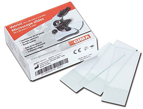 GIMA 29775 Slides - Single End Frosted Sandblasted Band Ground Edges(4 sets of 50 pieces)