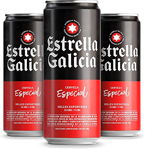 Estrella Galicia Especial - Cerveza Lager Especial, Pack de 10 Latas x 33 cl, Sabor Ligero y Amargo, Aroma a Lúpulo, 5,5% Volumen de Alcohol