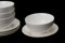 Urban Lifestyle 8-teiliges Schüssel-Set mit Untertellern – Weiße Porzellan Suppenschalen – Modernes Design – Stapelbar & Spülmaschinenfest – Ideal für Suppe, Müsli, Salat & Beilagen