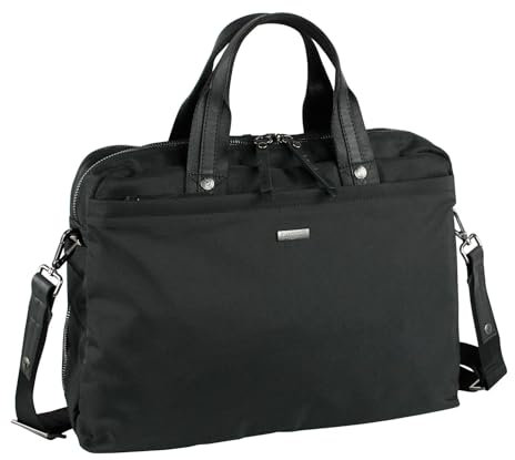 Bugatti Contratempo kleine Aktentasche für Damen und Herren mit Laptopfach – Businesstasche Klein Laptoptasche – Bürotasche Lehrertasche in Schwarz