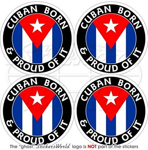 Kuba Cuban Born & Proud 50 mm (5,1 cm) Vinyl bumper-helmet Sticker, Aufkleber X4