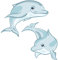 GRAZDesign Wandtattoo Badezimmer Delfin | 2 blaue Delfine | Wandsticker Kinderzimmer | Wandaufkleber Bad, Tür, Fliesenaufkleber Klebefolie Fliesen im Nassbereich - 32x30cm