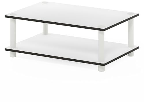 Furinno Just 2-Tier No Tools Coffee Table, White w/White Tube