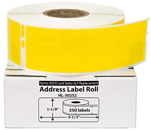 HOUSELABELS Kompatible DYMO 30252 gelbe Adress-Etiketten (3,8 x 8,9 cm), kompatibel mit Rollo, einigen DYMO LW-Druckern, 10 Rollen/350 Etiketten pro Rolle