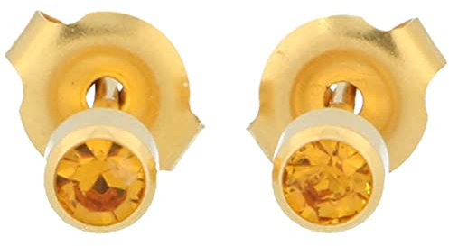 Erstohrstecker Chirurgenstahl vergoldet 4mm Sterile Ohrstecker Zarge mit Stein in orange