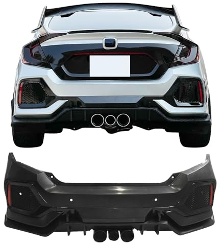 Fit 2016-2021 Honda Civic 10th Gen Rear Bumper TR Style