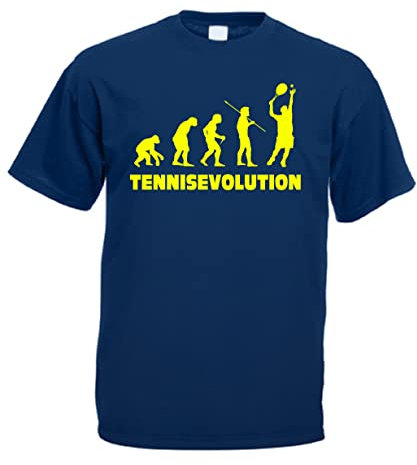 CHEIDEASTORE T-Shirt Tennis Evolution Maglietta Tennis Sport Uomo (Medium, Blu Navy)