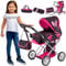 Kinderplay Puppenwagen ab 1 2 3 Jahre Kinderwagen Spielzeug - 3 in 1, Puppenwagen mit Herausnehmbarer Tragetasche und Umhängetasche, Höhenverstellbar 36.5 cm bis 64 cm, KP0200R