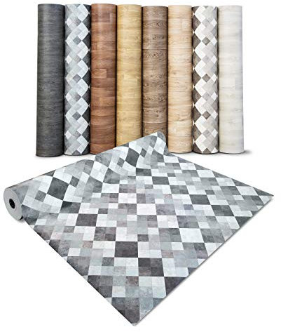 casa pura Revêtement Sol PVC - Film Vinyle Pour Meuble & Sol - Stickers Effet Mosaïque - Sol PVC Rouleau Antidérapant & 100% Écologique (Aspect Mosaïque Grise - 100x100 cm)