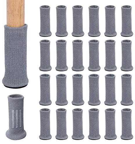 Ezprotekt Stuhlbeinschoner, Stuhlbeine, Socken, Elastisch, Dicke Unterseite, Möbelschuhe, rutschfest, Passend für Stuhlbeine von 1 bis 2 Zoll, 24 Stück, Grau