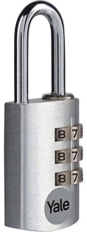 Yale Lucchetto in alluminio a combinazione YE3CB/20/121/1/S oro, corpo 20mm, arco in acciaio, combinazione a 3 cifre