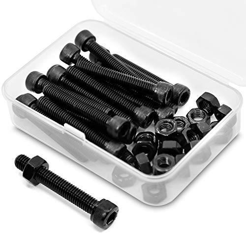 M6*50mm 20 Stück Innensechskantschraube und Mutter Kombinationsbox Zylinderschrauben mit Innensechskant 12,9 Grad Kohlenstoffstahl