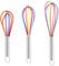3Pcs Silicone Whisk Set Plastic Whisks Small Silicone Tipped Balloon Whisk Rainbow Manual Colourful for Childrens Kids Mini Hand Baking Cooking Non Stick Pans 8/10 /12Inch