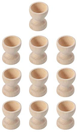 jojofuny Unfinished Egg Holders Wooden Egg Holder 10Pcs Egg Cups, Wood Egg Tray for Easter Kitchen Hotel Restaurant Party Decoration Egg Holder Display Stand Wooden Egg Serving Cups