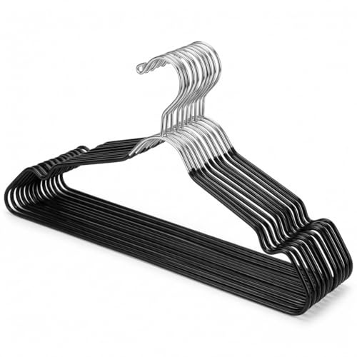 Lot de 24 cintres en métal avec Encoche d'épaule – Cintres en Fil métallique très résistants, Ultra Fins, antidérapants, Peu encombrants pour la Maison et Les hôtels, résistants à la Rouille et