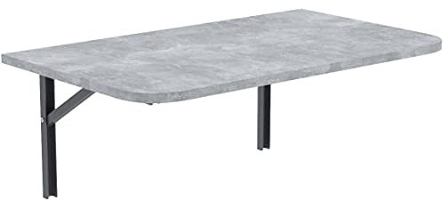 AKKE Klapptisch Wandklapptisch Esstisch - Klappbar Faltbar Platzsparend - Abgerundete Ecken - 60x40 cm - Beton