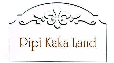 Pipi Kaka Land Türschild Schild Holz selbstklebend Ornamente Toilettentür WC Deko 15,5 x 9,5 cm | Dekolando