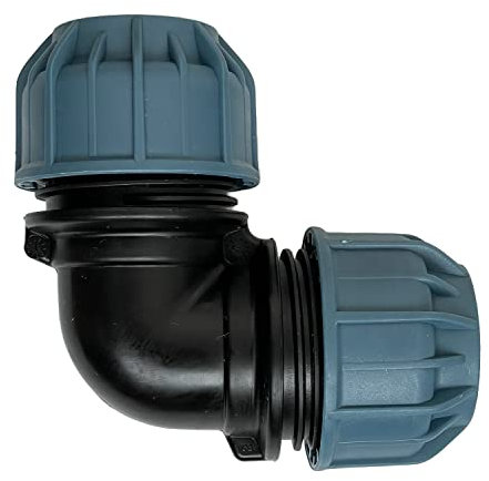 Klemmverbinder Winkel 90° für Wasserleitung Trinkwasser Kupplung PE-Rohr | Verbinder für Schläuche im Bewässerungssystem | Klemmfitting Bogen Kunststoffkupplung Wasserrohr 20x20 mm