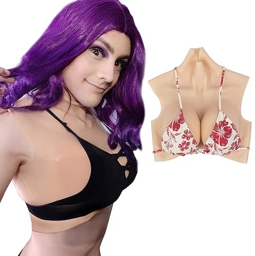 YAPOKCDS Silikon Brust Formen Brustplatte Fake Brüste Hoch Kragen Baumwollpolsterung Stil CDEG Cup Für Transgender Cosplayer