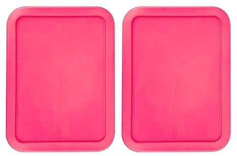 Replacement Lids for Pyrex 11-Cup Glass Food Storage Container Bowls, (9.75 x 8-Inch) Plastic Rectangle Lids Covers fits Pyrex 7212-PC, Airtight & Leakproof (2-Pack, Fuchsia)