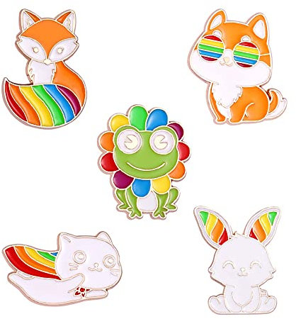 Lot de 5 broches renard, lapin, grenouille, chat, manteau, collier, badge, vêtements, sac, accessoire pour femmes, hommes, filles, garçons, Laiton