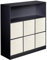URBNLIVING Wooden Wide 7 Cubed Cupboard Bookcase Storage Units Shelves 6 Drawers Baskets (White Drawer, Black Bookcase)