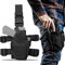 ZONSUSE Taktisch Beinholster, Outdoor Militär Pistolenholster, Oberschenkelholster mit Magazintasche, Verstellbares Waffenholster für Jagdschießen, Militärspiele, Training oder Cosplay (Schwarz A)