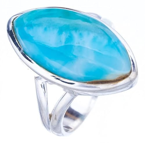 StarGems Natural Larimar Handgefertigter Ring aus 925er Sterlingsilber 55 (17.5) F1574