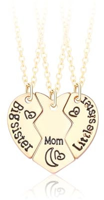 BFF Halskette-Mutter Tochter Passende Herz Halsketten, Big Sister Little Sister Mom Halsketten, Mutter Tochter Schwestern Freundschafts Halskette, Weihnachts Valentinstag Geburtstagsgeschenk